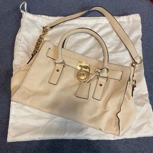 Michael Kors Cream Leather Hamilton Satchel Bag
